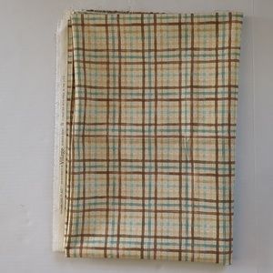 Rainbows Plaid Authentic Village Screen Print Cotton Fabric 56" x 79" Brown Blue
